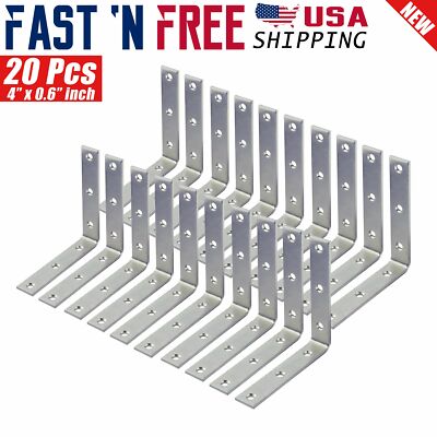 20 Pcs 4'' inch Heavy Duty L Shape Corner Brace Angle Repair Bracket w/Screws Bul