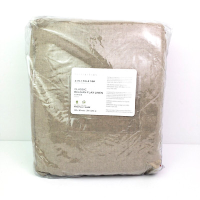 Pottery Barn Classic Belgian Flax 3 In 1 Pole Top Beige Linen 100x96 in Curtain