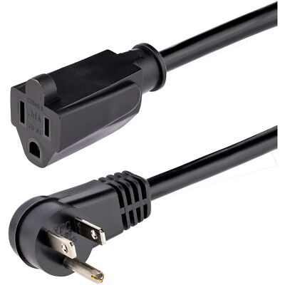 StarTech.com 6ft (2m) Power Extension Cord, Right Angle NEMA 5-15P to NEMA 5-...
