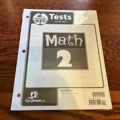 BJU Math 2 3rd Edition Test Answer Key New Sealed