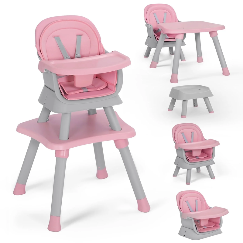 8-In-1 Baby High Chair, Toddler Booster Seat with Dishwasher-S...