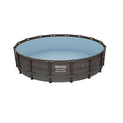 Bestway Power Steel Above Ground Outdoor Swimming Pool Set with Pump