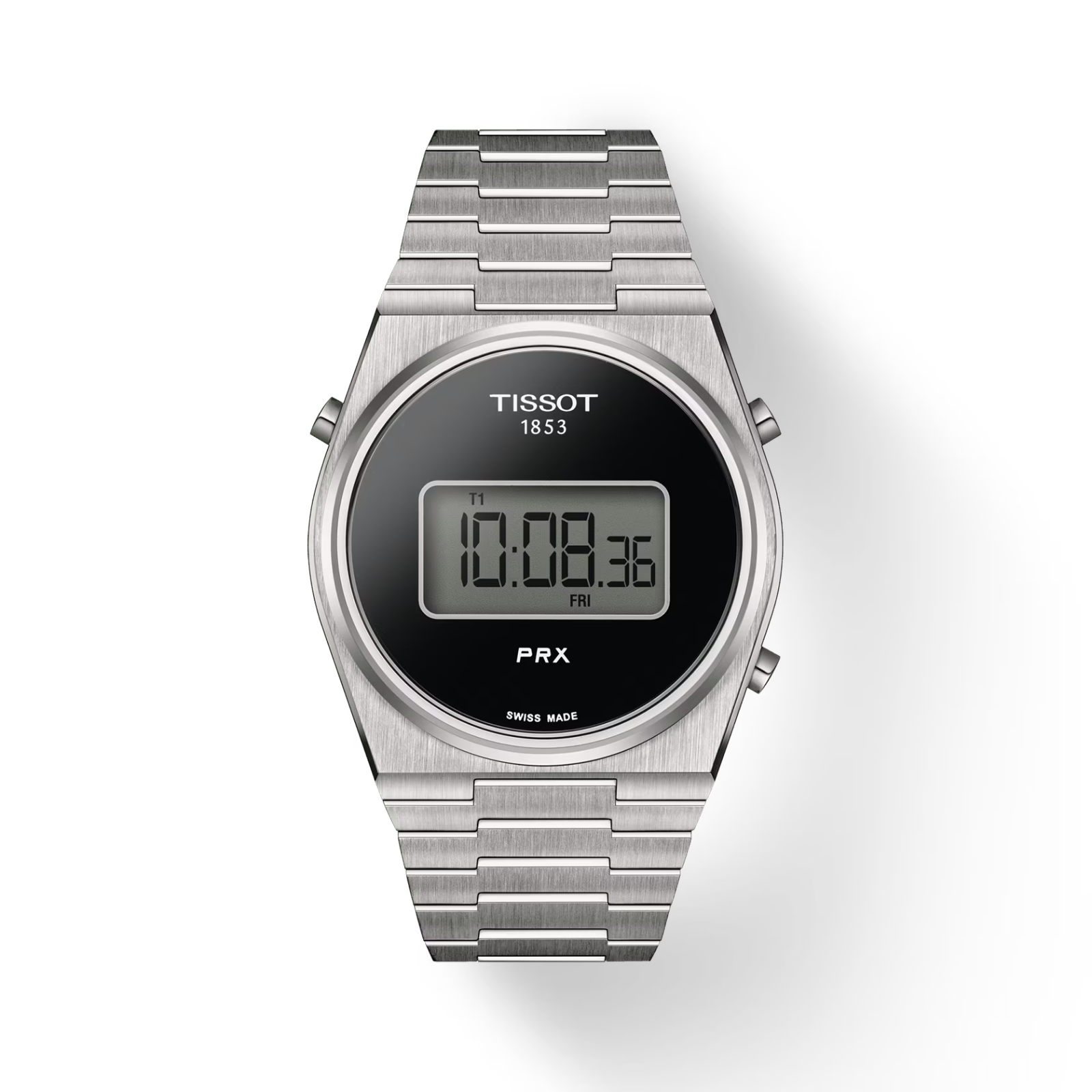 Pre-owned Tissot Prx Digital Dial Steel Bracelet 40mm Unisex Watch T1374631105000