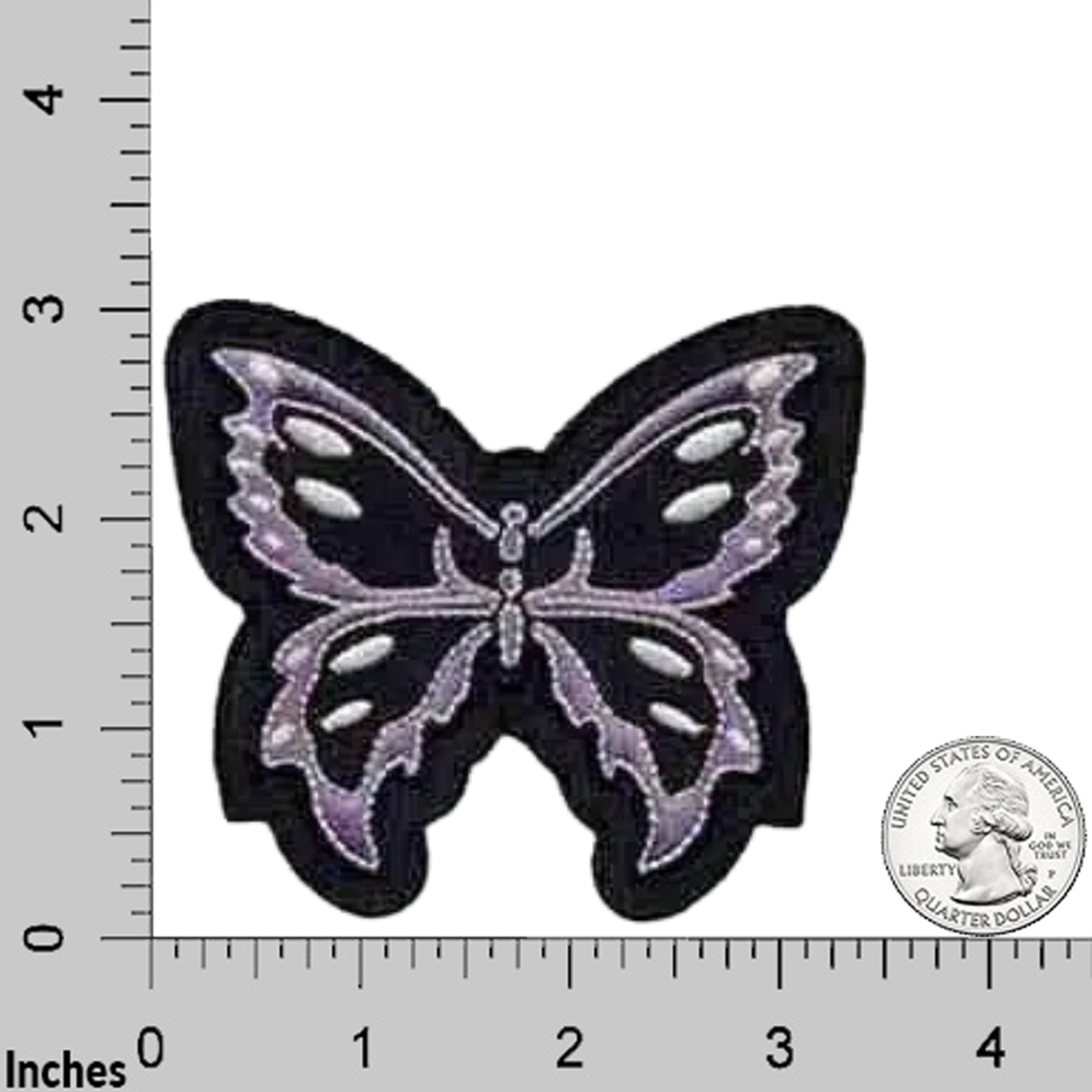 Black and Lavender Tribal Butterfly (3-Pack) Iron On Patch - Picture 3 of 4