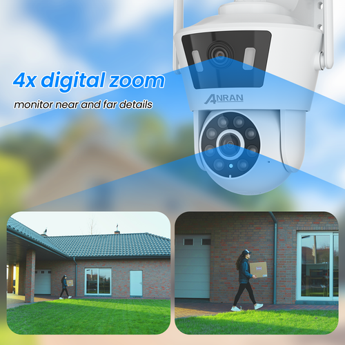Dual Lens HD 4MP Wireless WiFi IP Security Camera Outdoor CCTV PTZ Home Audio IR