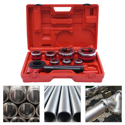 7 Size Pipe Threader Threading 3/8'' to 2'' Die Dies kit / Handle Ratchet Tool Set