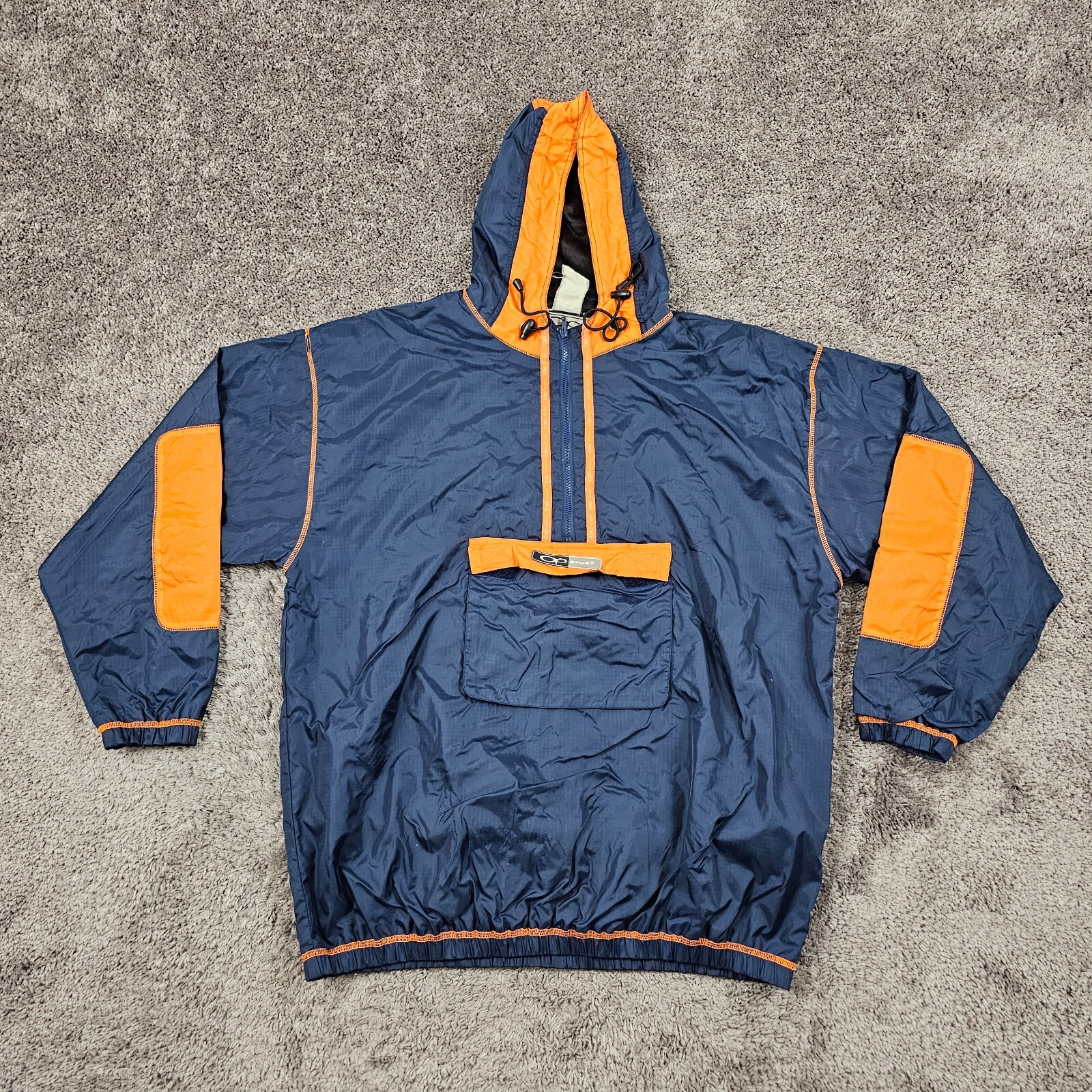 VINTAGE Op Sport Jacket Mens 2XL XXL Blue Anorak Windbreaker