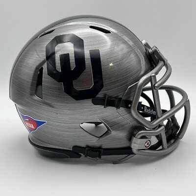 Oklahoma Sooners CUSTOM Stainless Steel Hydro-Dipped Mini Football Helmet