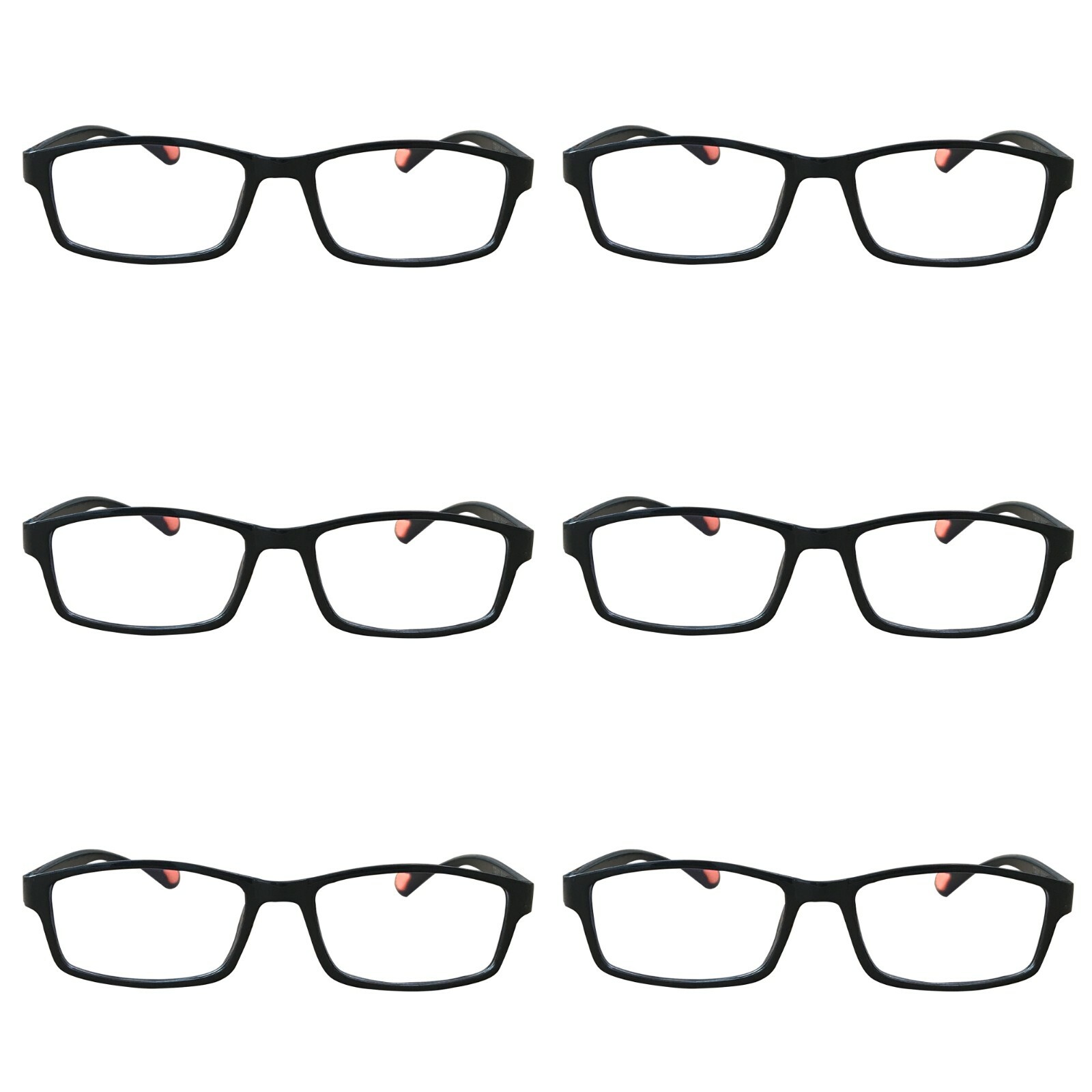 6 Packs Unisex Rectangle Reading Glasses Light Weight Readers for Men Women