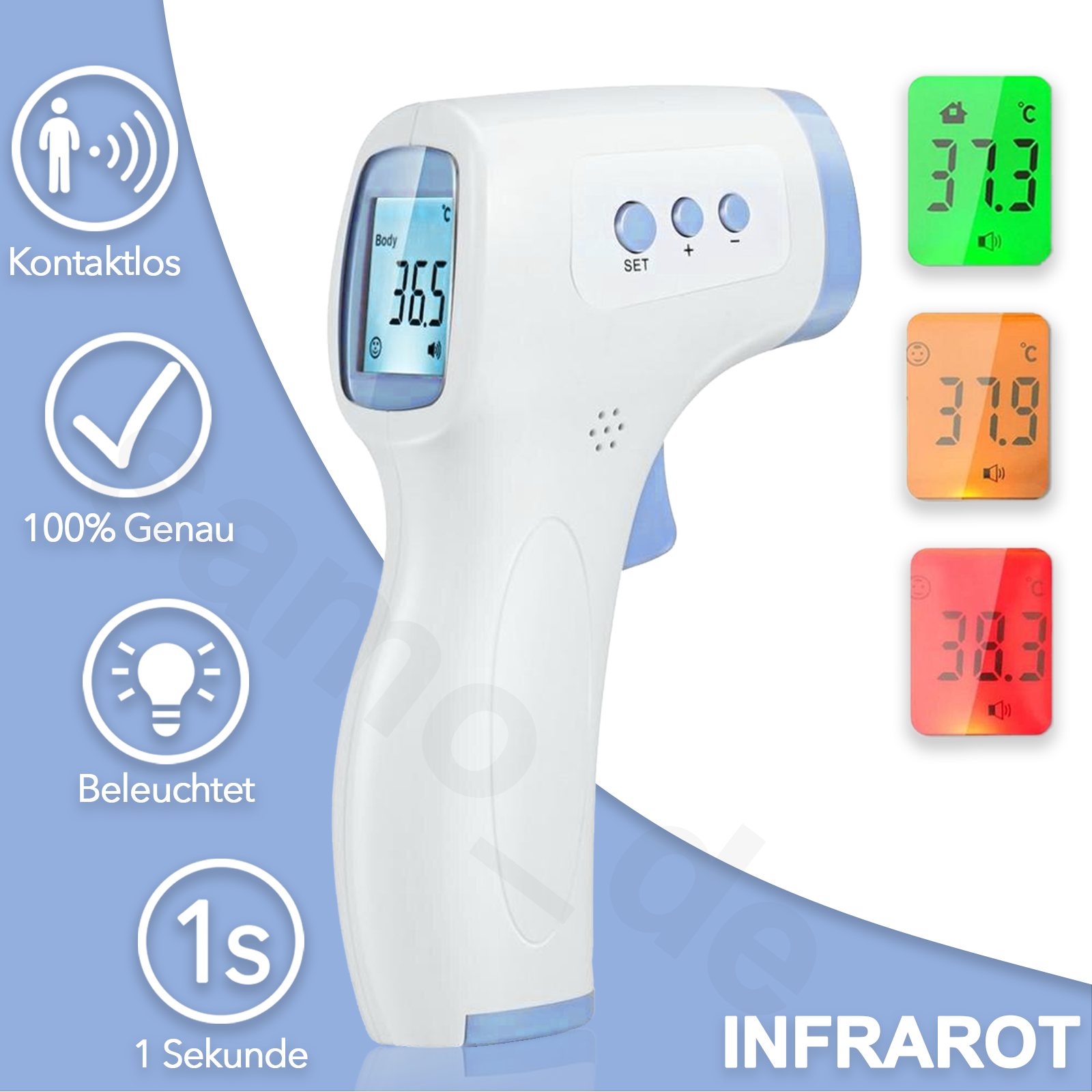 Digital Fieberthermometer Infrarot Stirn Thermometer Kontaktlos Baby Erwachsene 