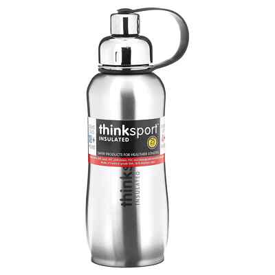 Think Thinksport Insulated Sports Bottle Silver 25 oz 750 ml B Corp, BPA-Free