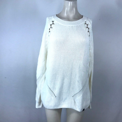 J'ADORE SUPERDRY ~WOMEN'S 10 - RODEO WHITE BELLA LACE RIBBED SWEATER