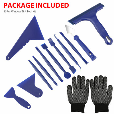 13PCS Car Window Tint Wrap Film Vinyl Cutting Gloves Squeegee Scraper Tools Kit
