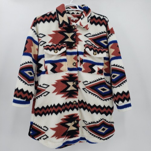 Ultra Flirt Women's Multicolor  Sharpa Shirt/ Jacket Indian Pattern  (0874)
