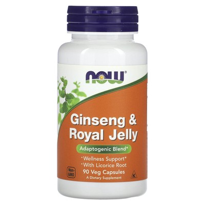 Now Foods Ginseng Royal Jelly 90 растительных капсул с гарантией качества GMP