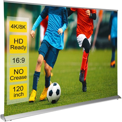 VEVOR Pull Up Projector Screen Floor Standing Projector Screen 120'' 16:9 Manual