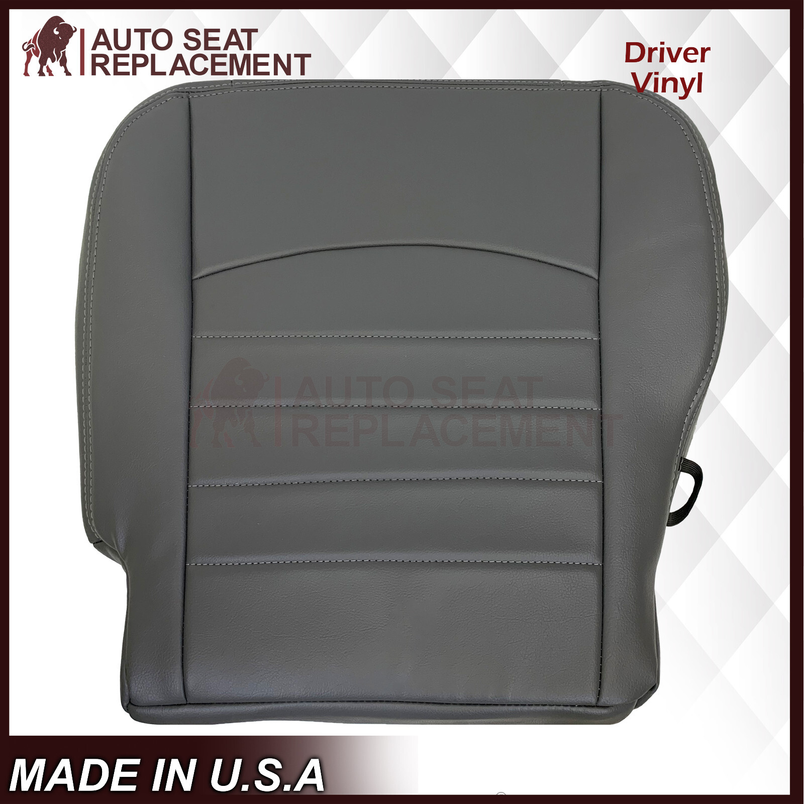 For 2013 2014 Dodge Ram Work Truck Driver Left Side Bottom Vinyl Gray Seat Cover