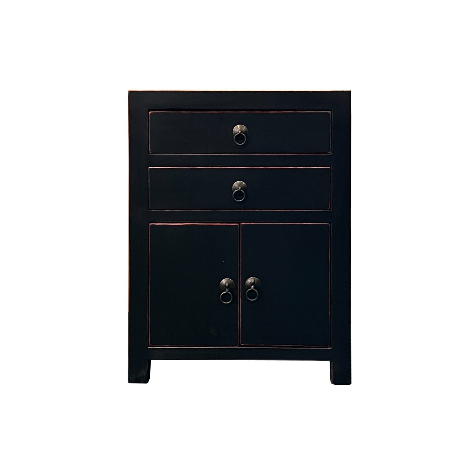 Chinese Oriental Distressed Black 2 Drawers End Table Nightstand cs7584S Chinese Oriental Distressed Black 2 Drawers End Table Nightstand cs7584S