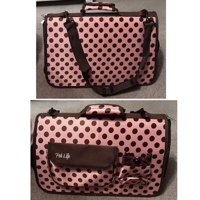 PET LIFE Polkadot Pet Carrier w/ Adjustable Shoulder Strap   AIRLINE APPROVED