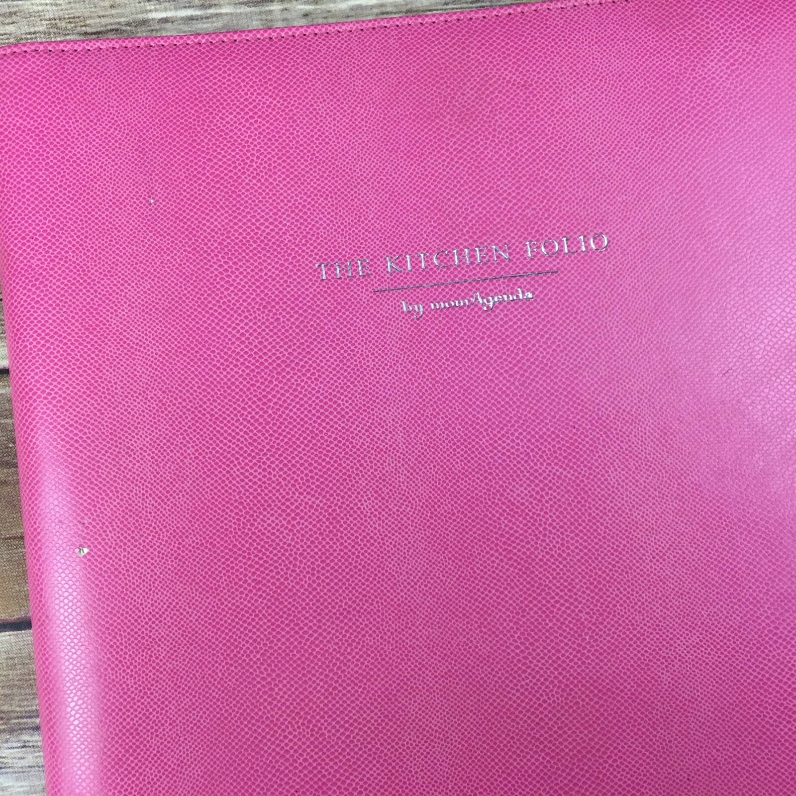 MomAgenda Kitchen Folio Pink Faux Leather Cover Clear  Inserts