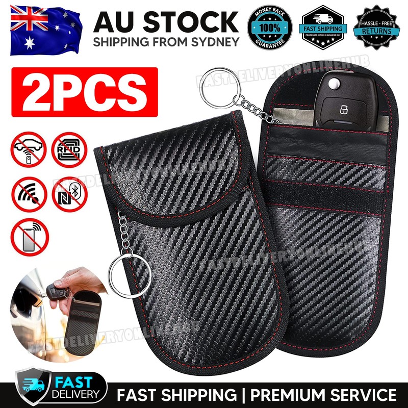 2x Car Key Signal Blocker Case Faraday Cage Fob Pouch Keyless Rfid Blocking Bag