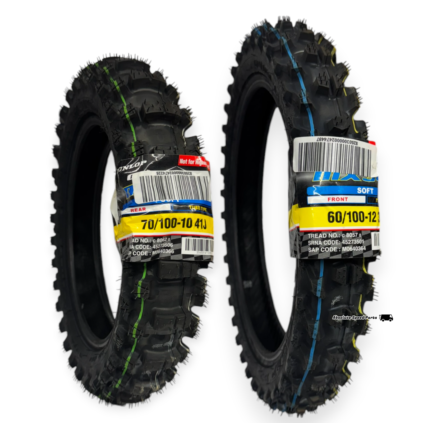 Dunlop 60/100-12 70/100-10 Tire Set MX34 12 Front 10 Rear 50