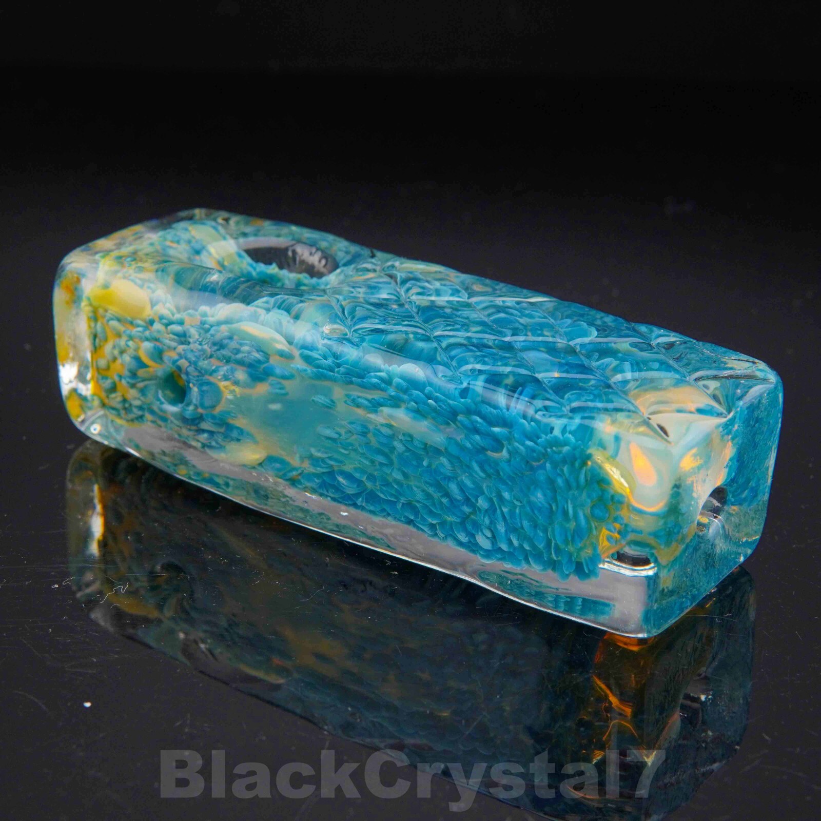 3.5" Handmade Heavy Thick Ocean Blue Square Tobacco Smoking Bowl Glass Pipes