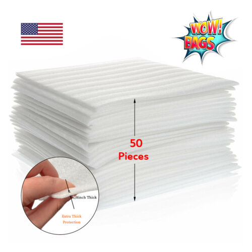 Foam Wrap Sheets 12x12x1/8" Thick Cushioning Shipping Moving Packing 50 Pcs