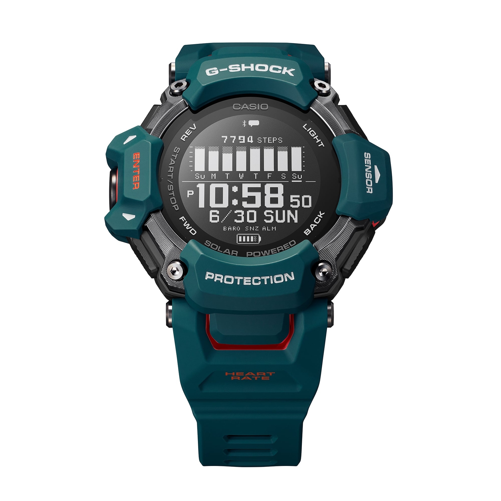 Pre-owned Casio G-shock Gbd-h2000-2jr G-squad Bluetooth Gps Radio Solar Watch Blue