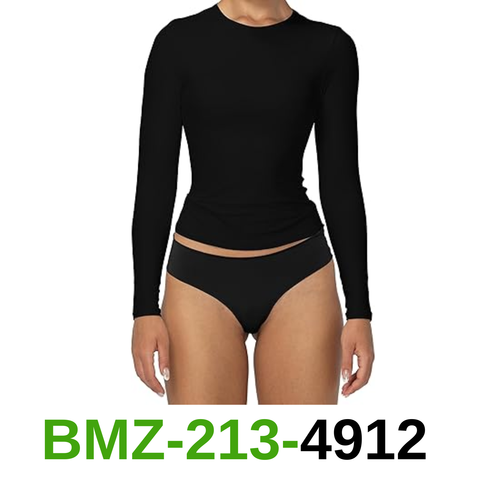 Sunzel Black Long Sleeve T Shirts for Women with Crew Neck, Double Lined Tops, S