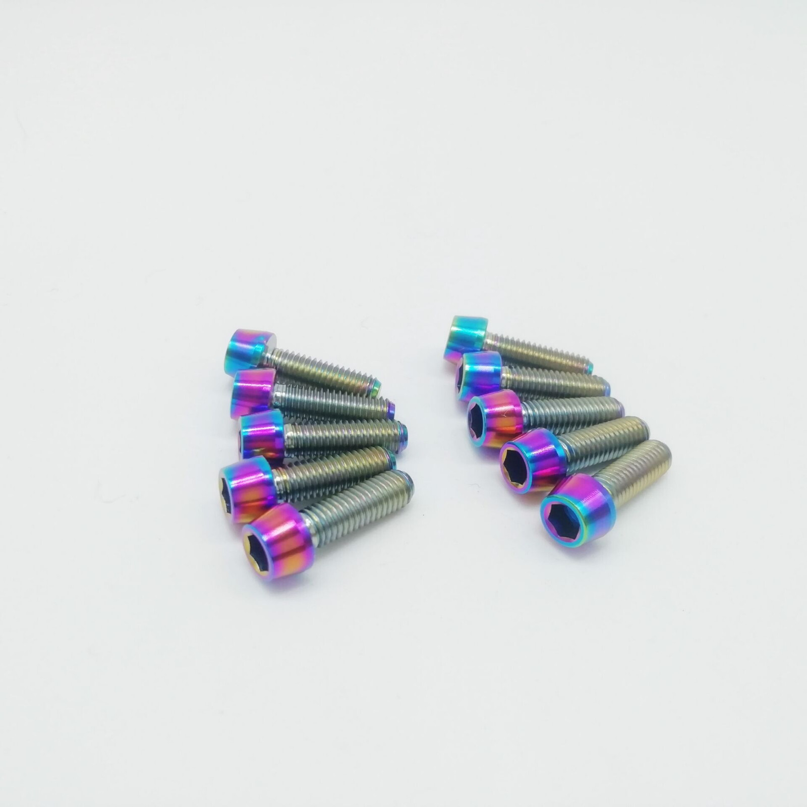 10pcs Titanium Ti Rainbow Bolt M5x20mm Tapered Hex Allen