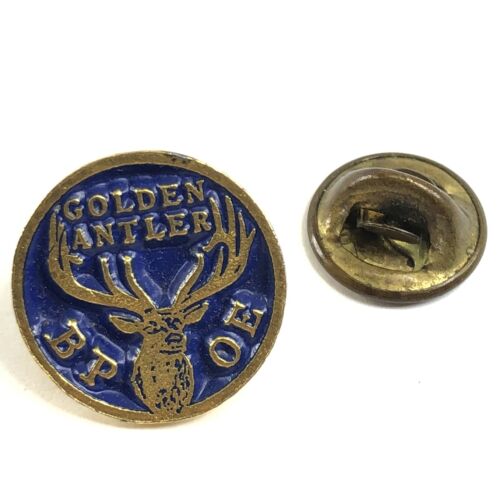 Elks Club BPOE Golden Antler Lapel Pin Vintage Pinback