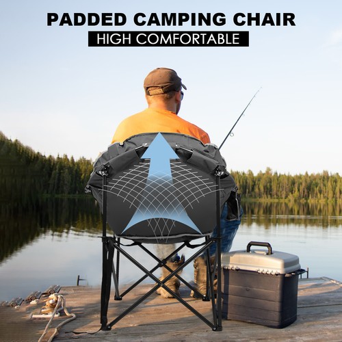 NAIZEA Oversized Camping Chair, Portable Folding Chairs Lounge with Side Pocket