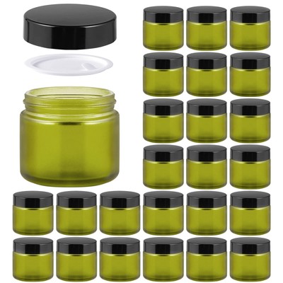 2oz Jars with Lids HOA Kinh 24 Pack Green Frosted Glass Jars with Lids Empty ...