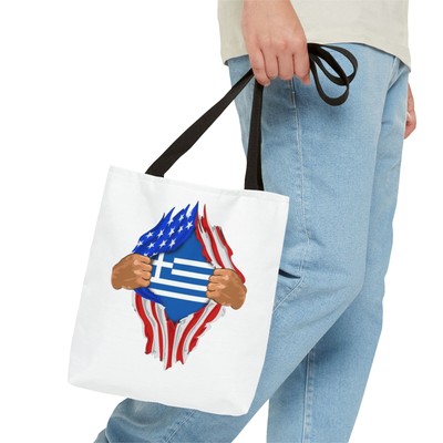 Tote Bag (AOP) Greek And USA flag