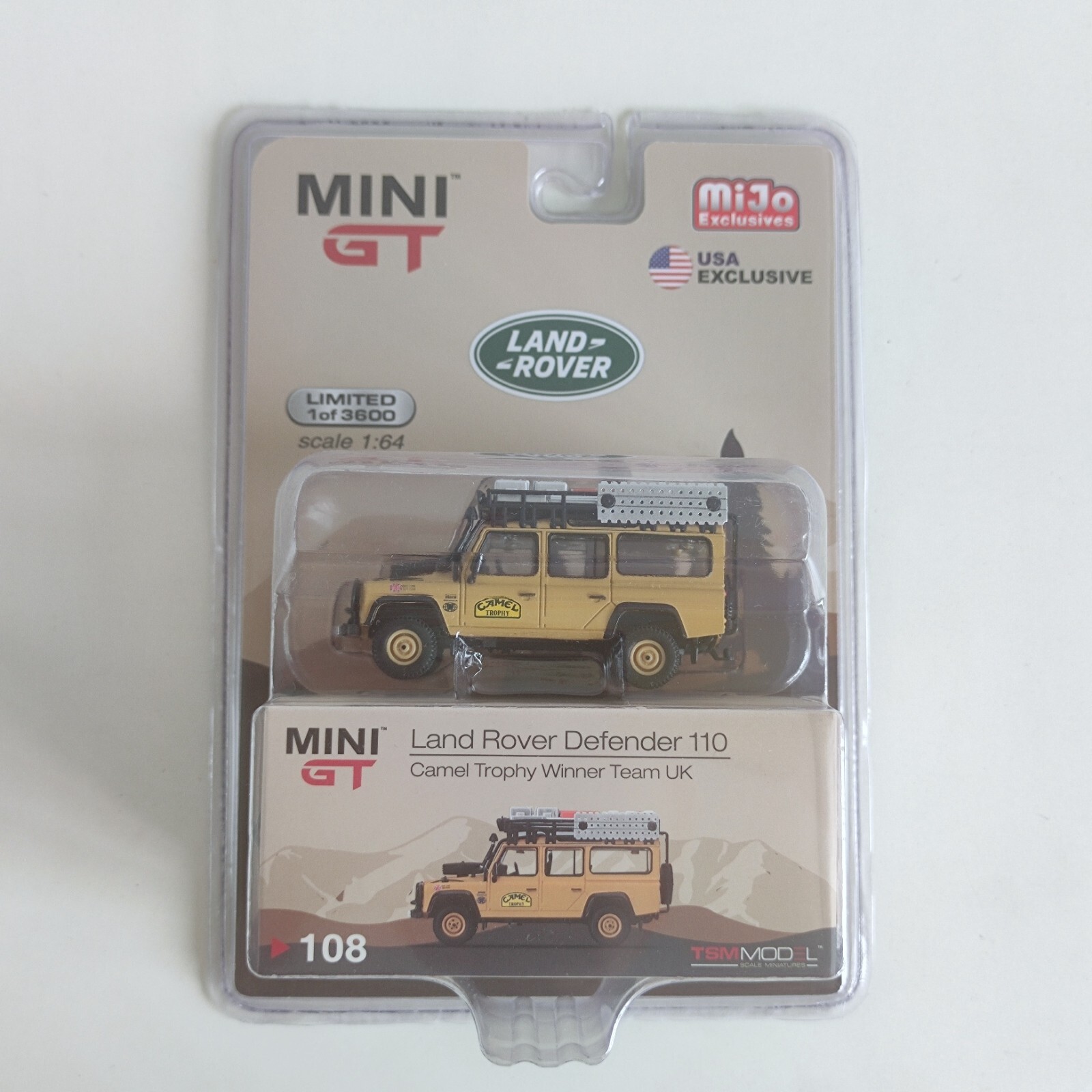 MINI GT No.108 ディフェンダー MINI GT 1:64 #108 Land Rover Defender 110 Camel Trophy