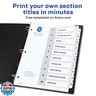 Avery Dividers for 3 Ring Binders, 10 Tabs per Set, Customizable Table of Contents, Classic White Tabs, Great for Organizing Reports, Projects, and More (6 Sets of 11823)