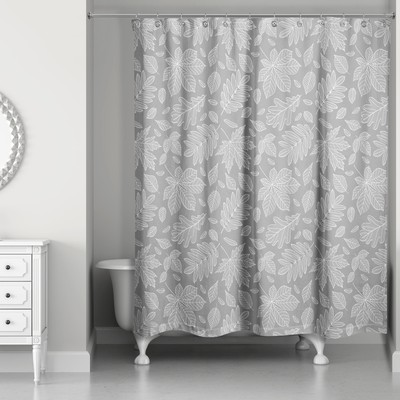 Creative Products Gray Leaves 71 x 74 Shower Curtain