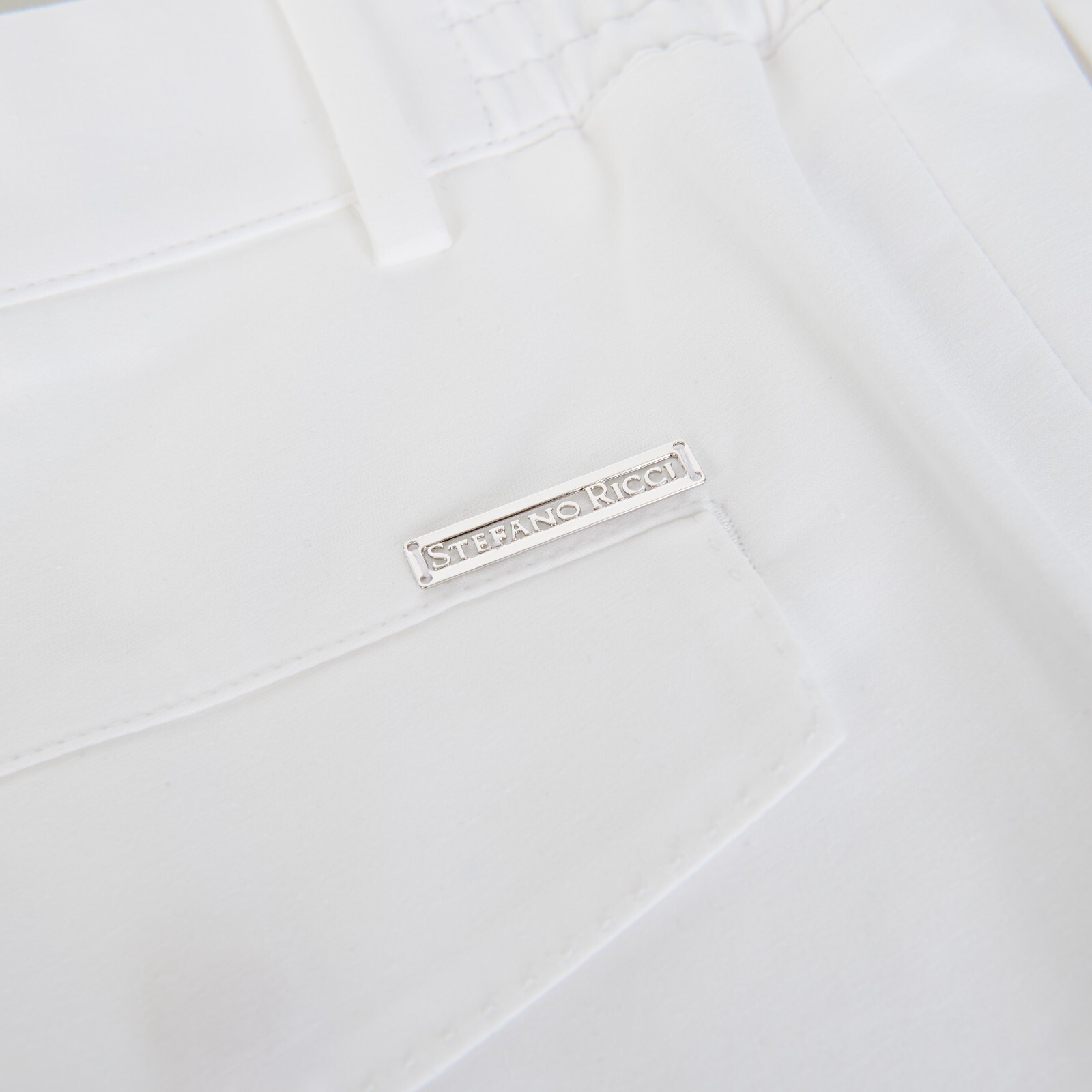 Pre-owned Stefano Ricci 1100$ White Trousers - Drawstring, Decorative Hardware, Cotton
