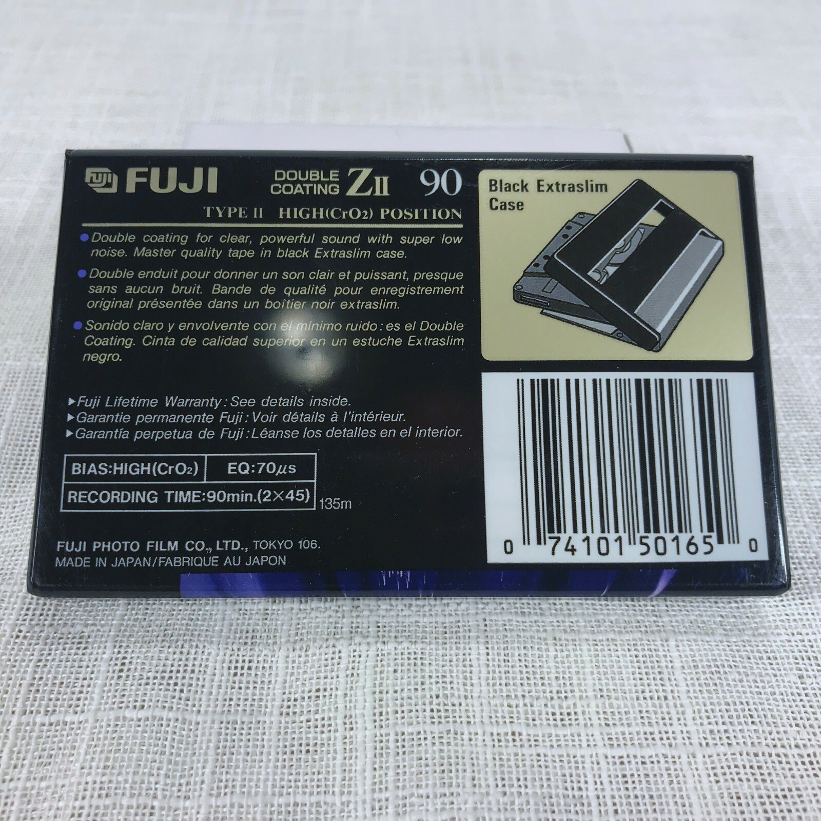 FUJI ZII 90 High Bias Audio Cassette - Master Quality tape in Black Case - CrO2