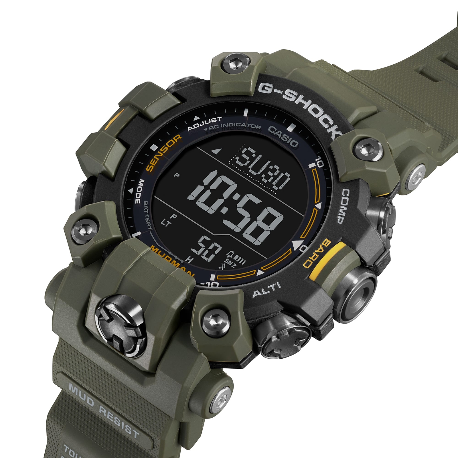 Pre-owned Casio G-shock Master Of Gw-9500-3jf Mudman Triple Sensor Radio Solar Watch