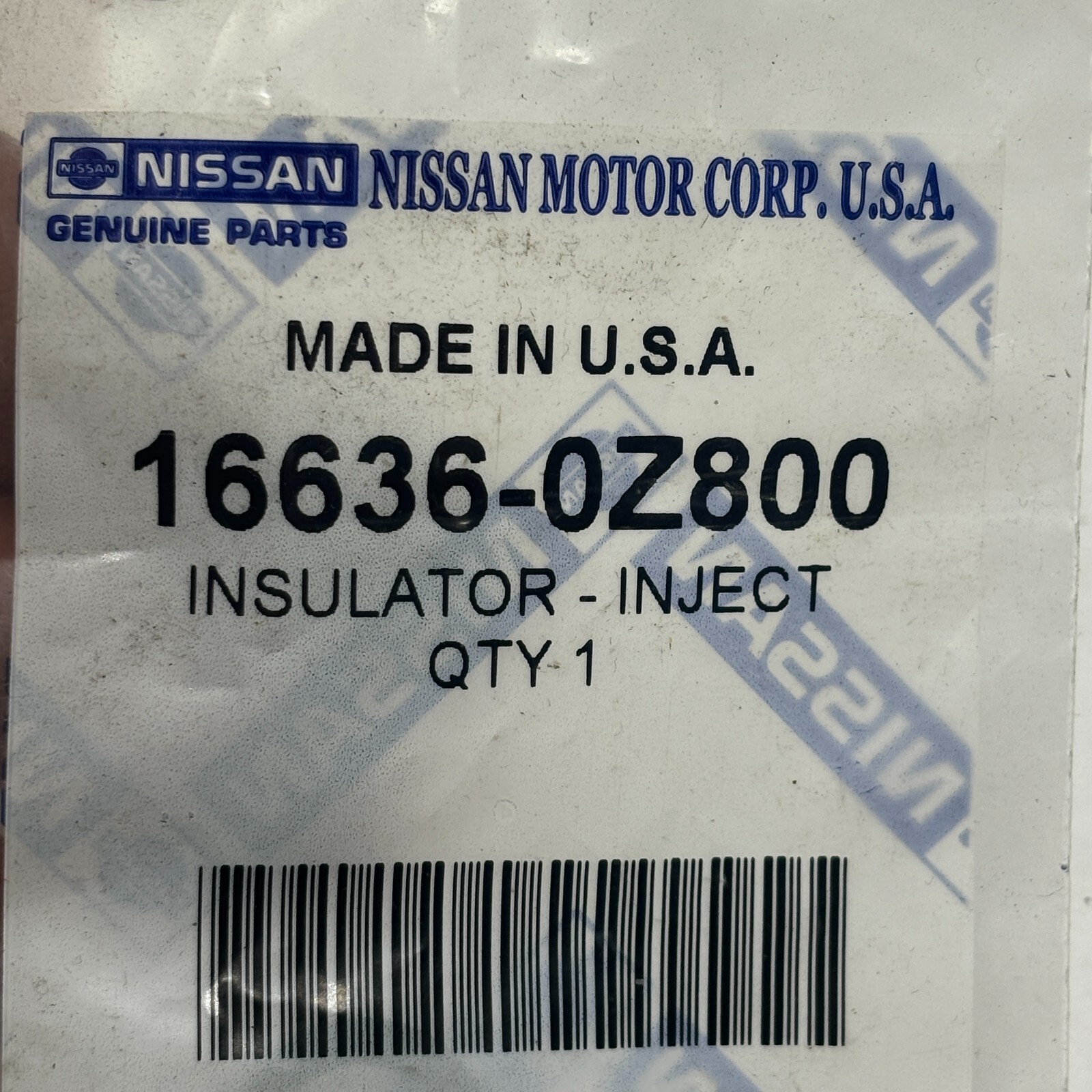 NISSAN 166360Z800 VARIOUS INSULATOR, FUEL INJECTOR 16636
