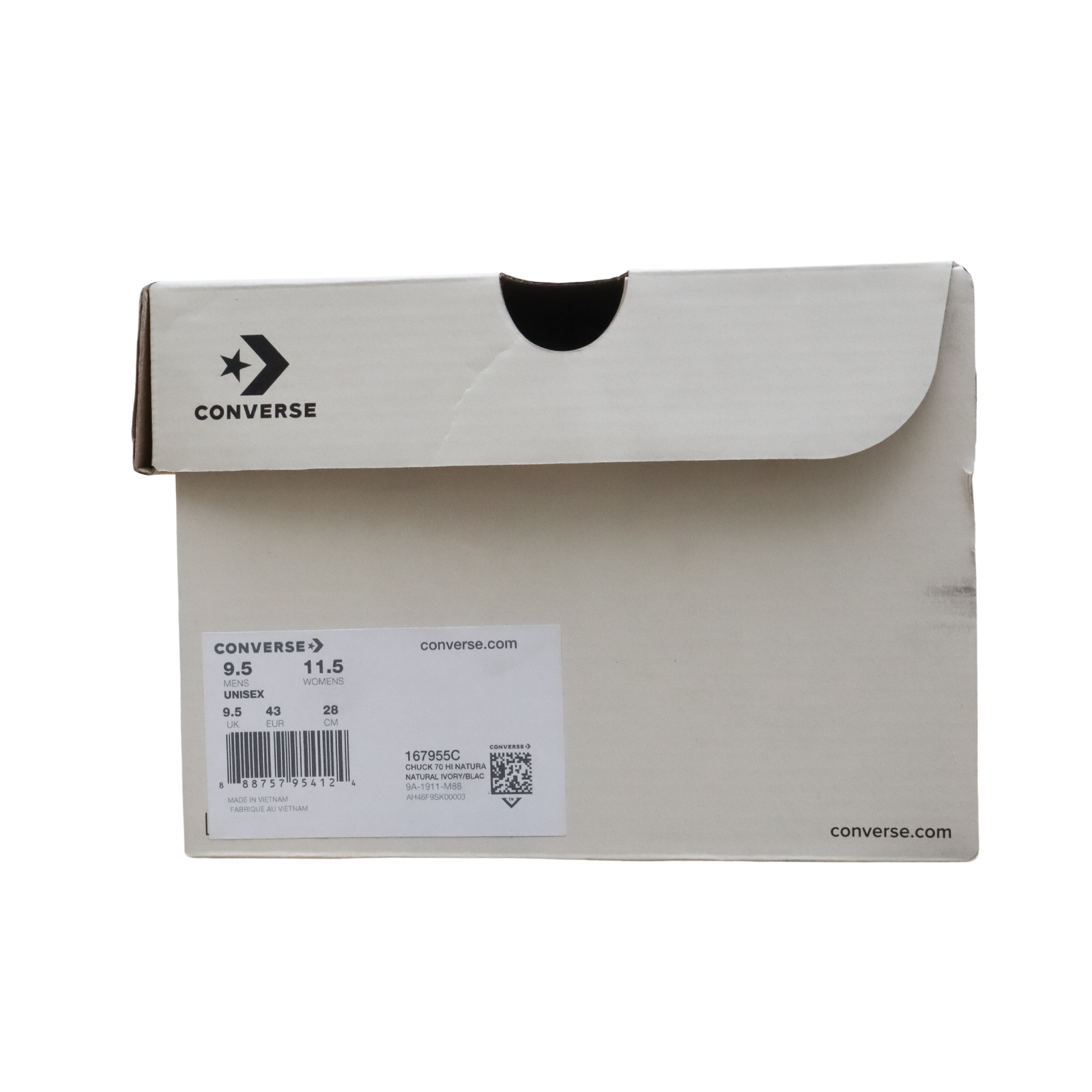 Pre-owned Converse Size 9.5  X Essentials Fear Of God 167955c Chuck 70 Hi Nat Ivory Black In Natural, Ivory, Black