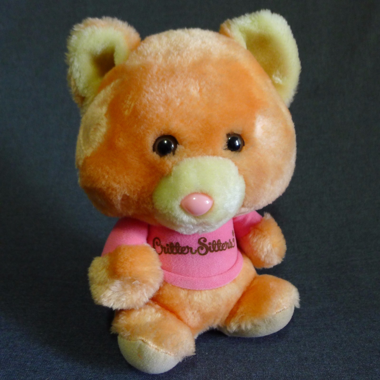 Critter Sitters Plush Peach Cat 9 Inches Stuffed Animal 1982 Animal Fair Korea
