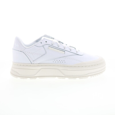 Reebok Club C Double Geo Womens White Leather Lifestyle Sneakers Shoes