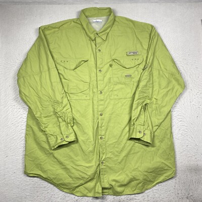 Columbia PFG Shirt Mens 2XL XXL Green Button Up Long Sleeve Fishing Outdoor