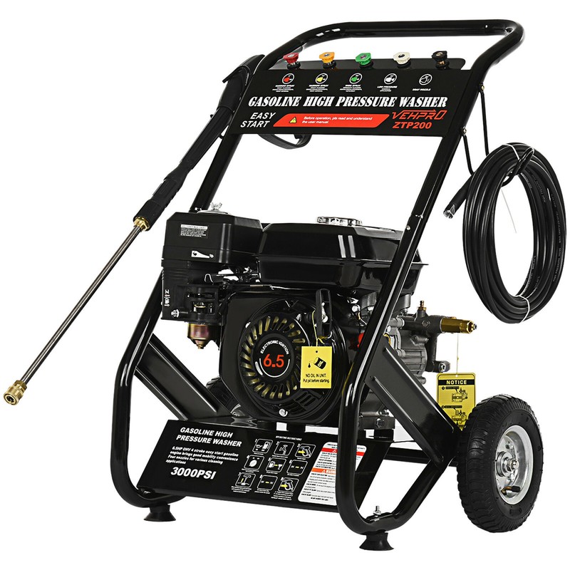 Pressure Washer MAX 3000PSI 6.5HP Gas with Power Spray Gun 4-Stroke 5 Nozzles