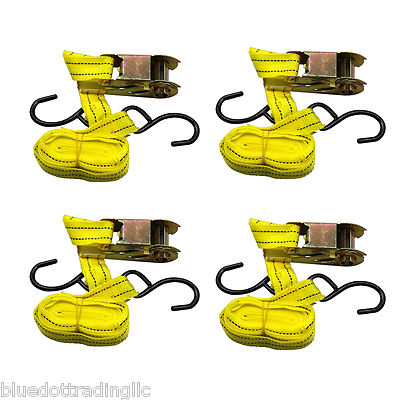 Qty 4 US SELLER ~ Ratchet Tie Down Cargo Strap 1" inch x 13' Ft with S Hook ~New