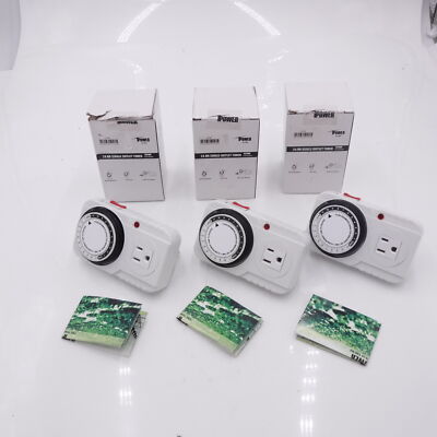 3 Pack IPower 24 Hour Plug In Mechanical Electric Outlet Timer Switches