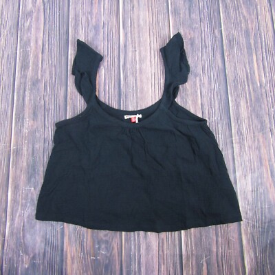 Marine Layer NEW NWT Womens XL Black Jude Flutter Sleeve Tank Top